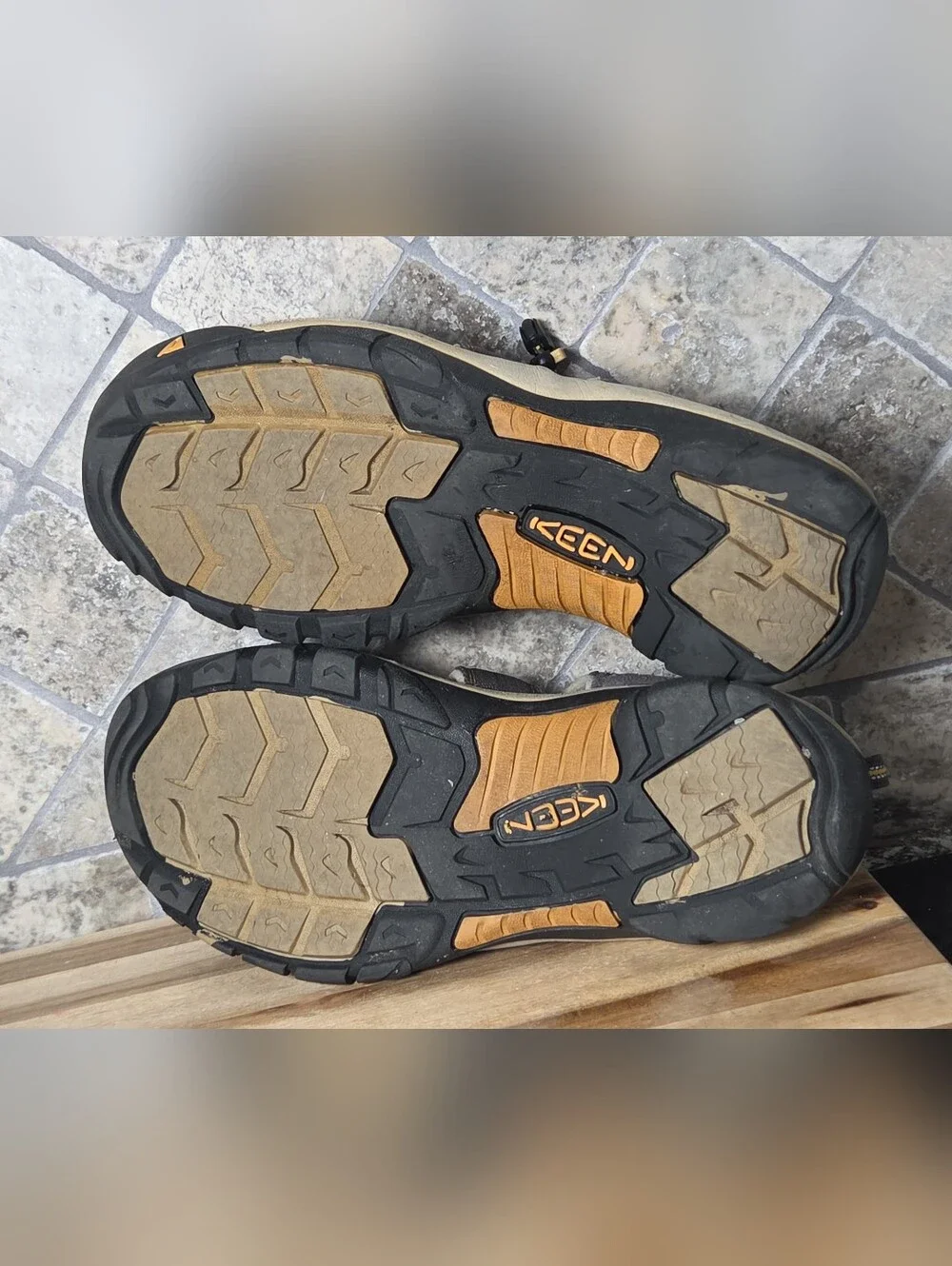 Mens Keen Brown and Yellow Closed-Toe Outdoor Water Park Hiking Sandals Size 11